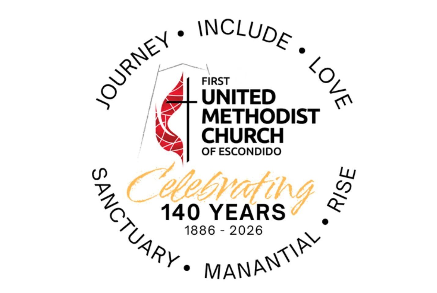 First United Methodist Church of Escondido 140th Anniversary celebration logo
